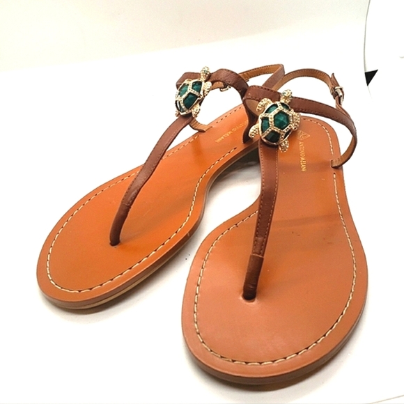 ANTONIO MELANI Tulias Flats with Beautiful Jeweled Turtles  Women's Size 8B🌴 - Picture 2 of 8